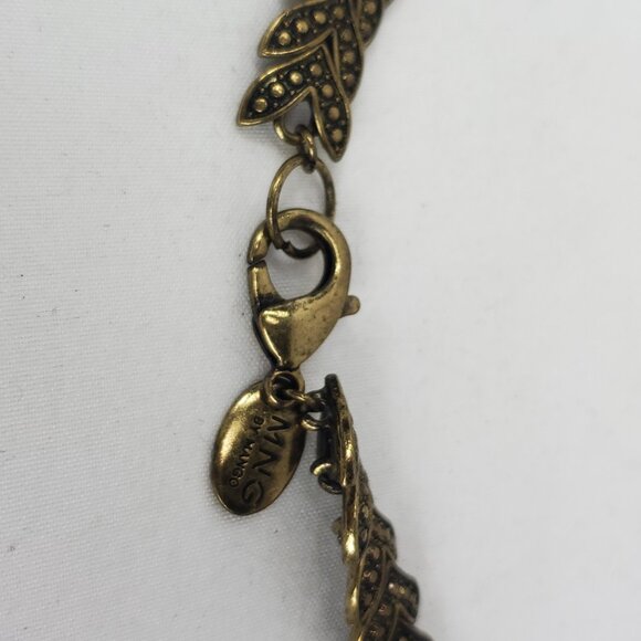 MNG by Mango Chevron Leaf Pattern Choker Collar Necklace Gold Tone - Picture 3 of 6